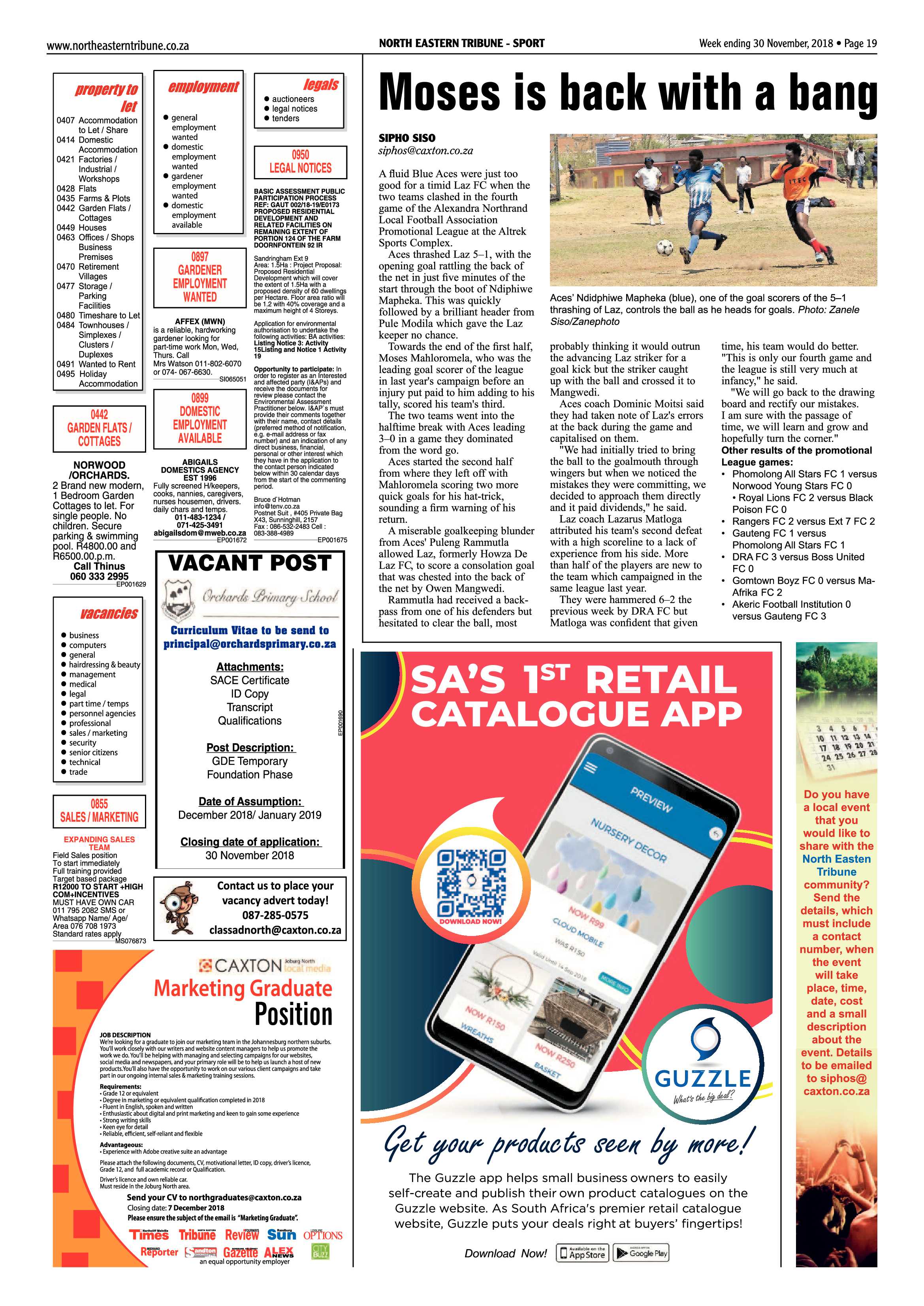 North Eastern Tribune 30 November, 2018 page 19
