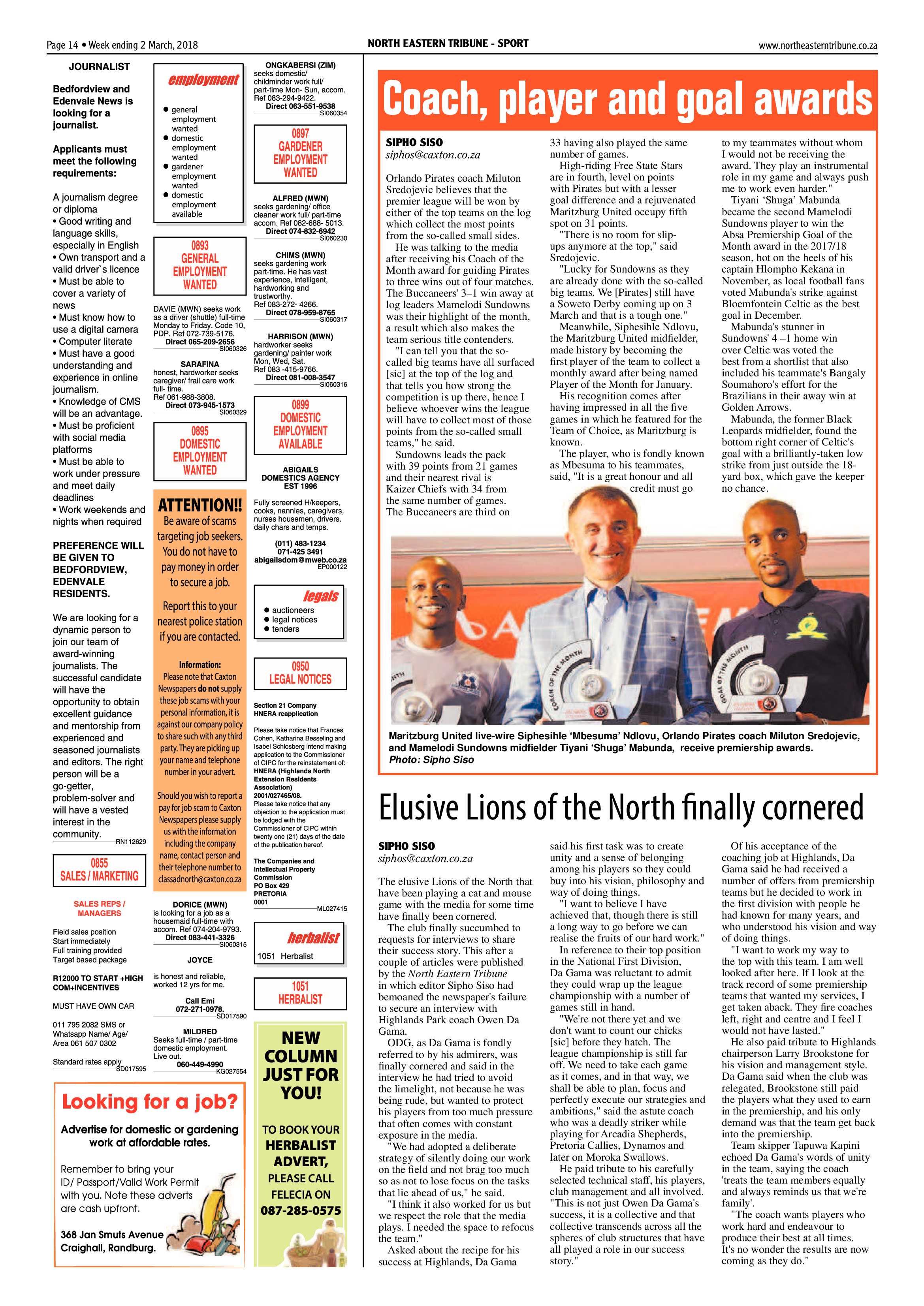 North Eastern Tribune 3 March 2018 page 14