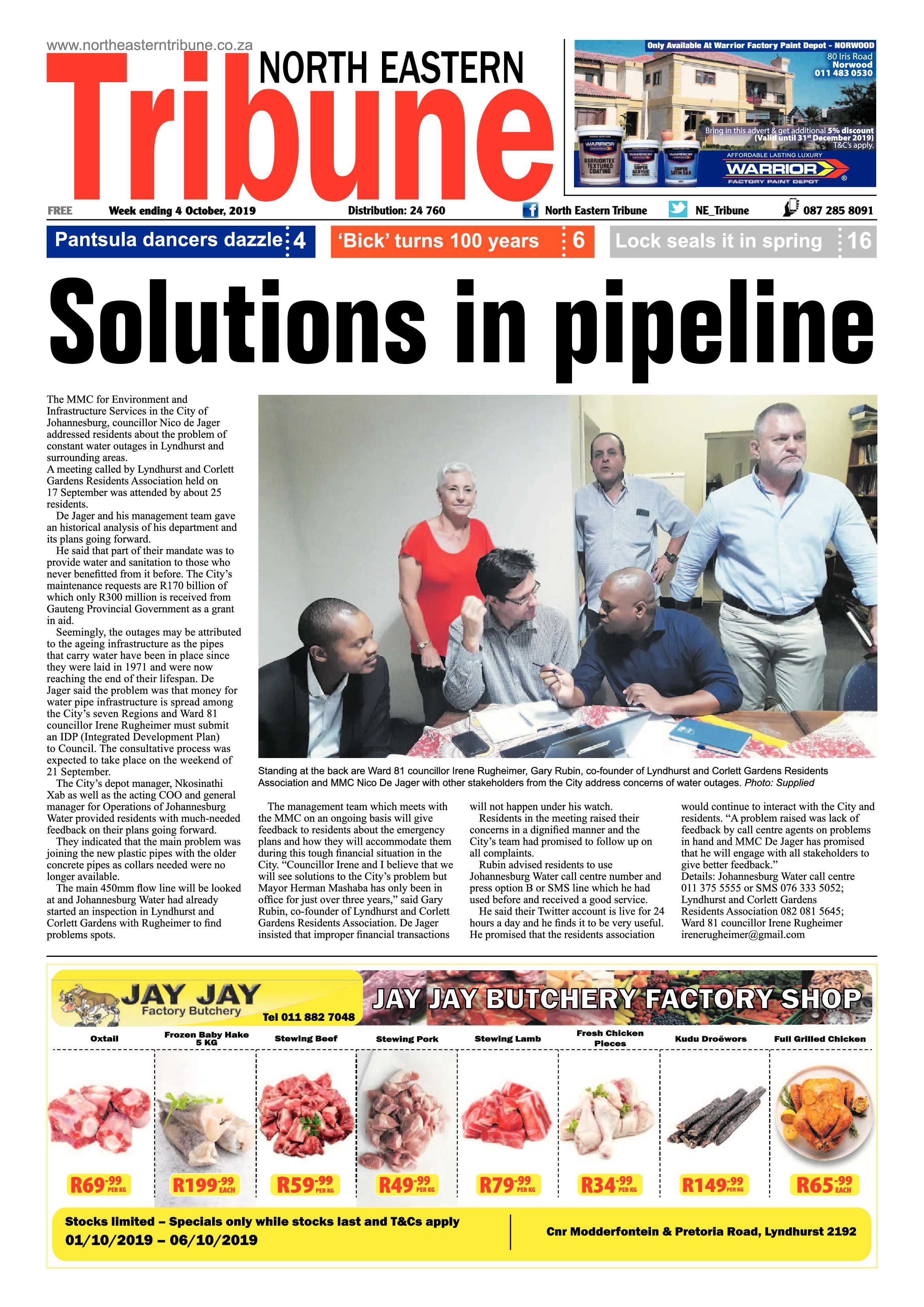 North Eastern Tribune 4 October, 2019 page 1