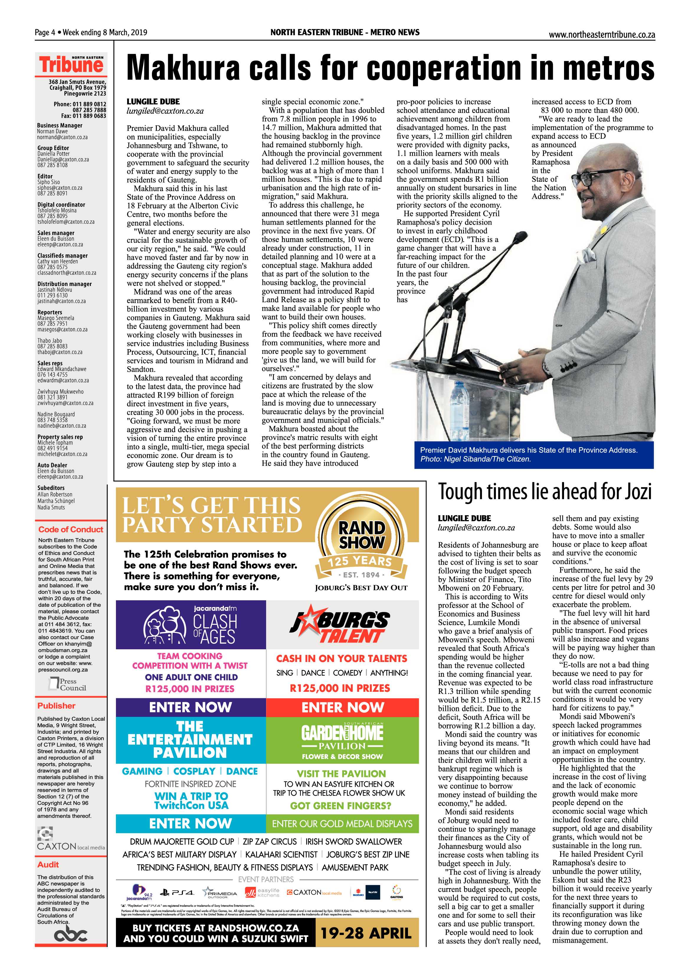 North Eastern Tribune 8 March, 2019 page 4