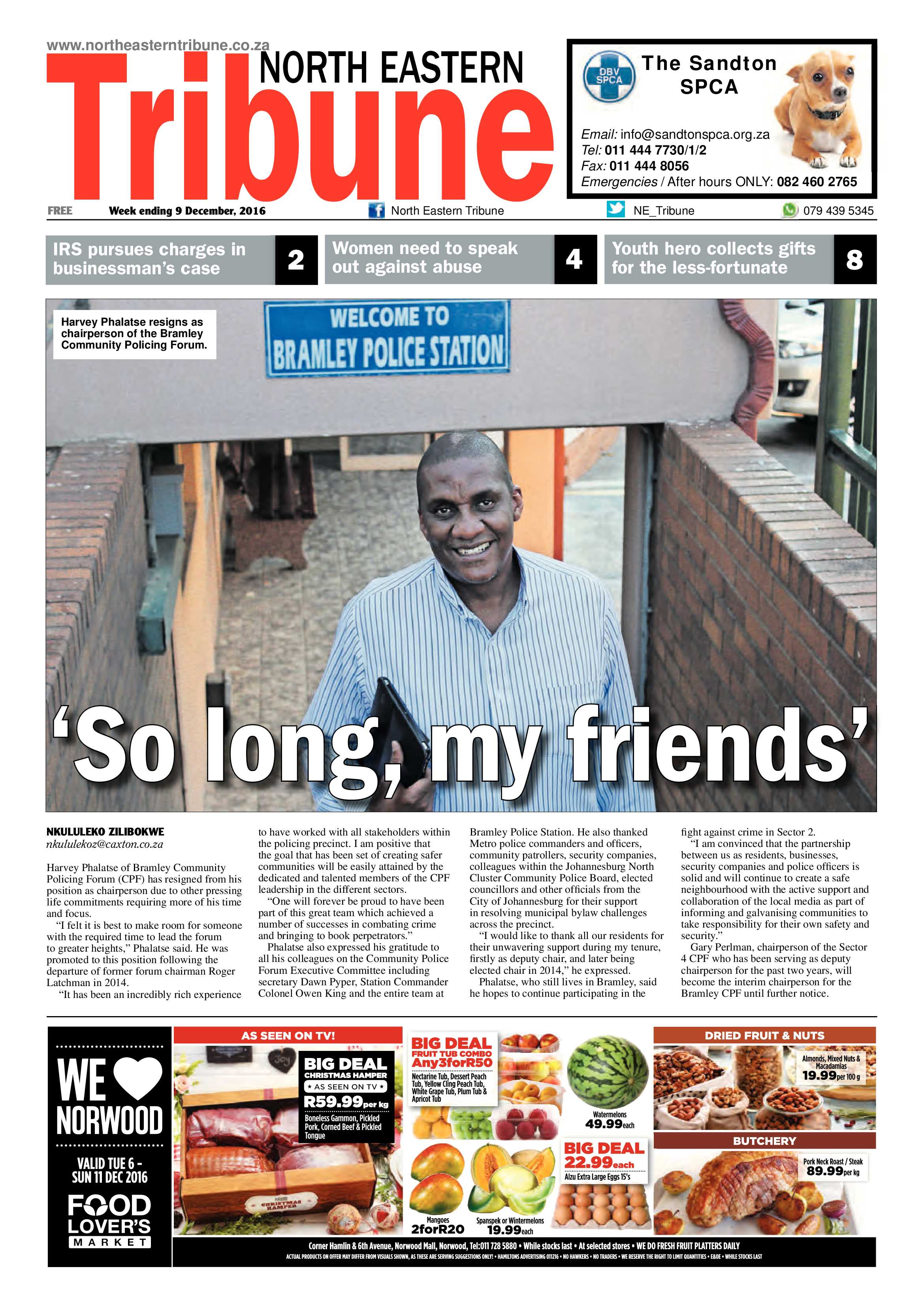 North Eastern Tribune 9 December 2016 page 1