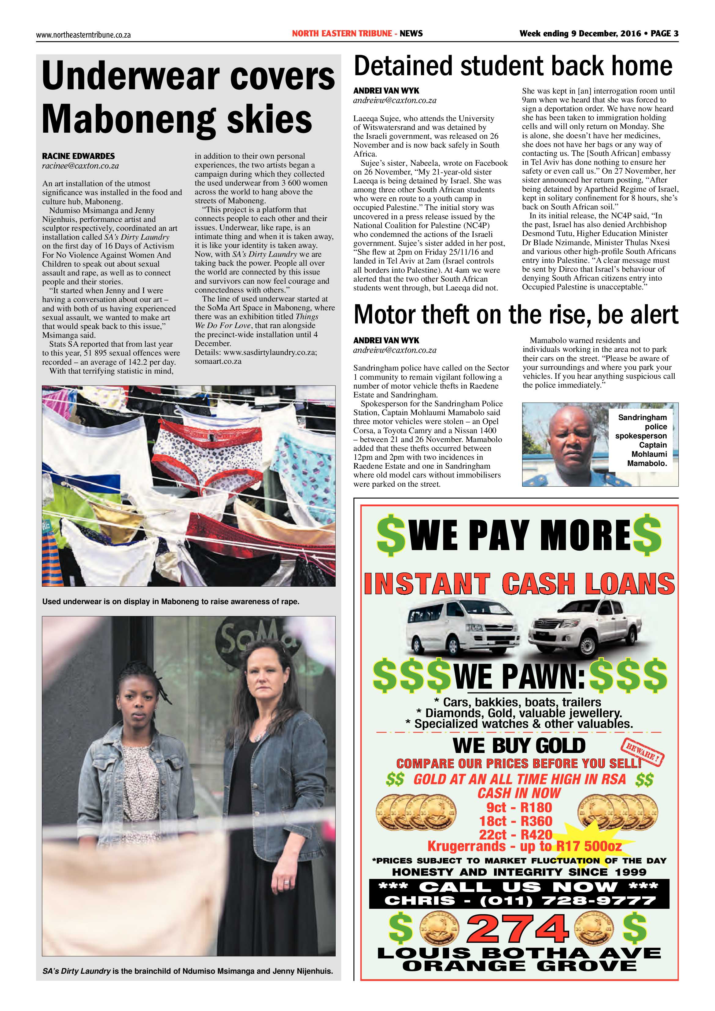 North Eastern Tribune 9 December 2016 page 3