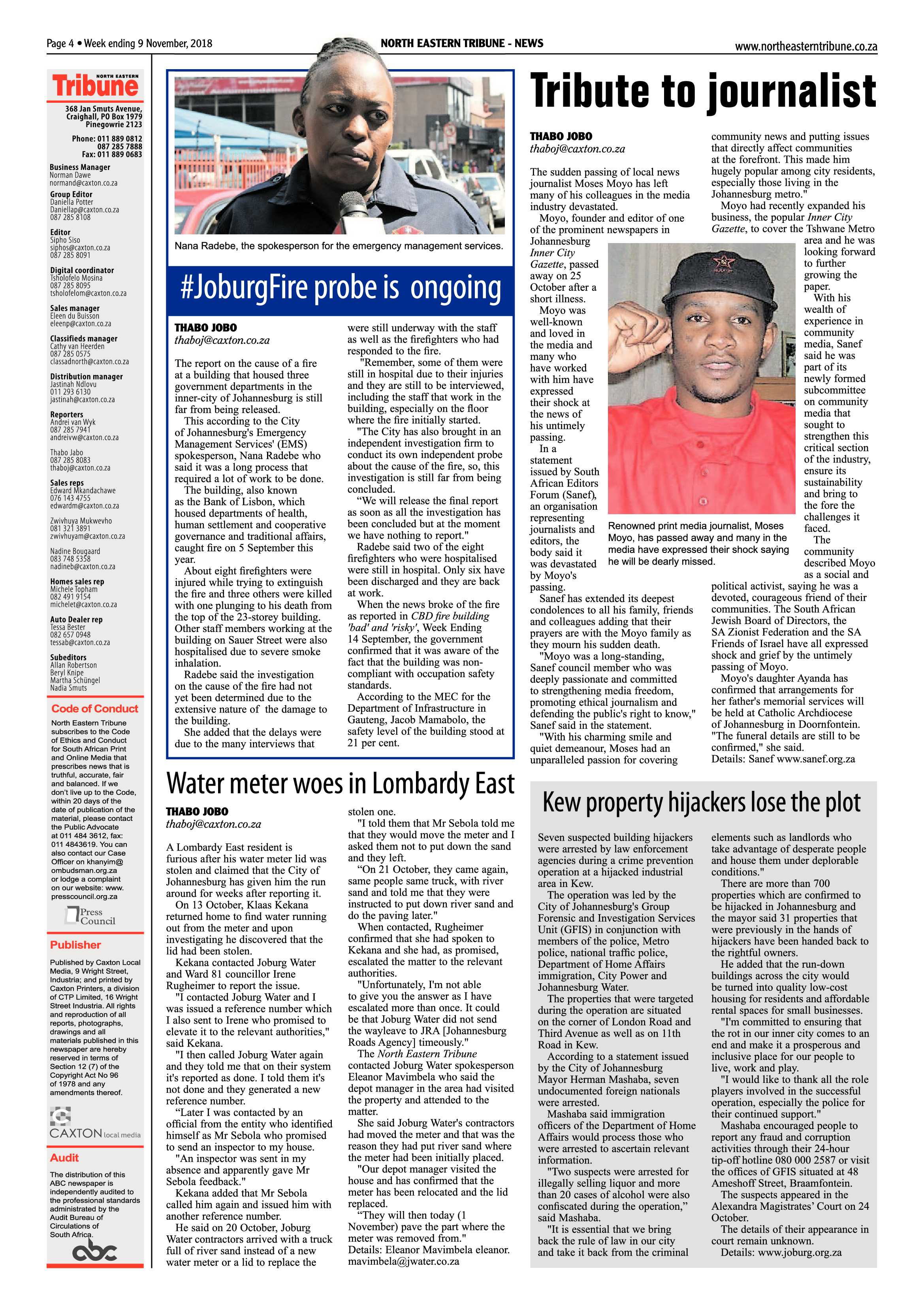 North Eastern Tribune 9 November, 2018 page 4