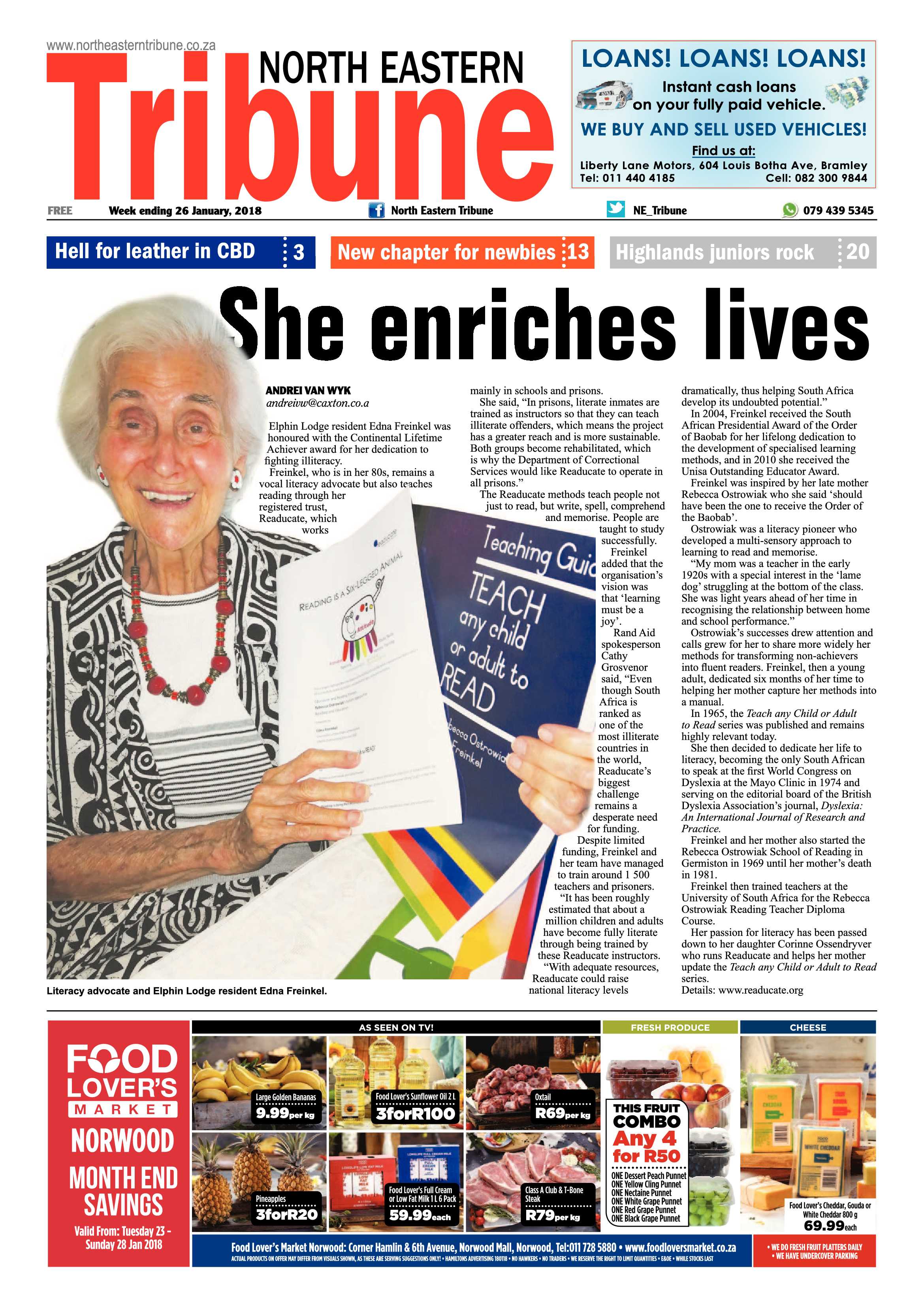 North Eastern Tribune 26 January, 2018 page 1
