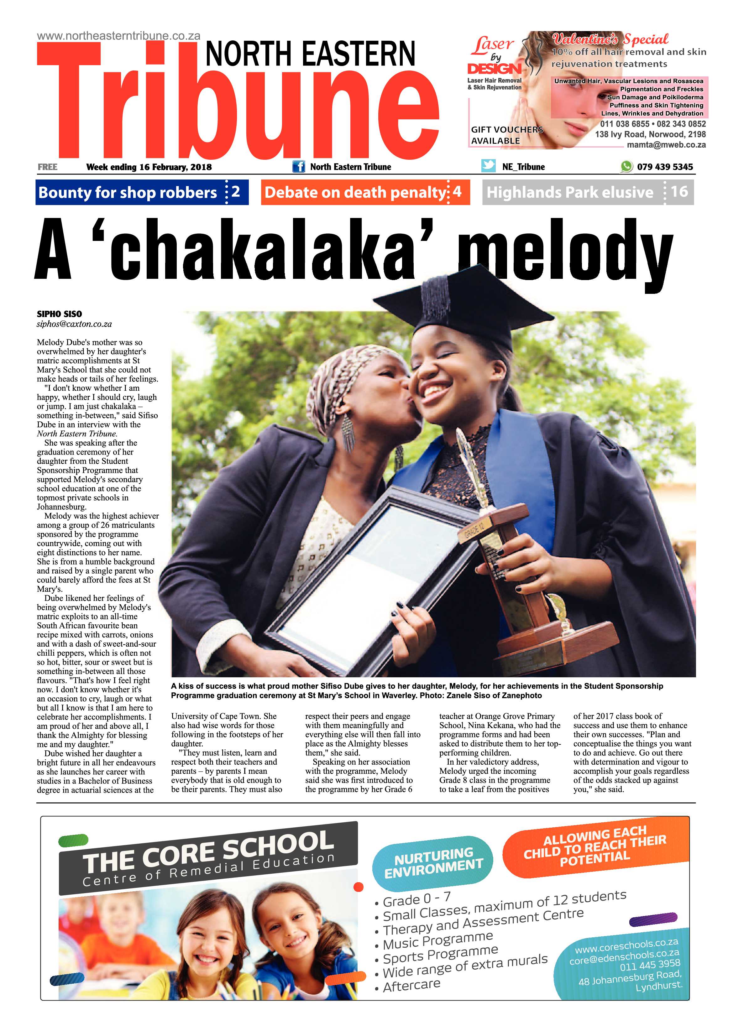 North Eastern Tribune 16 February, 2018 page 1