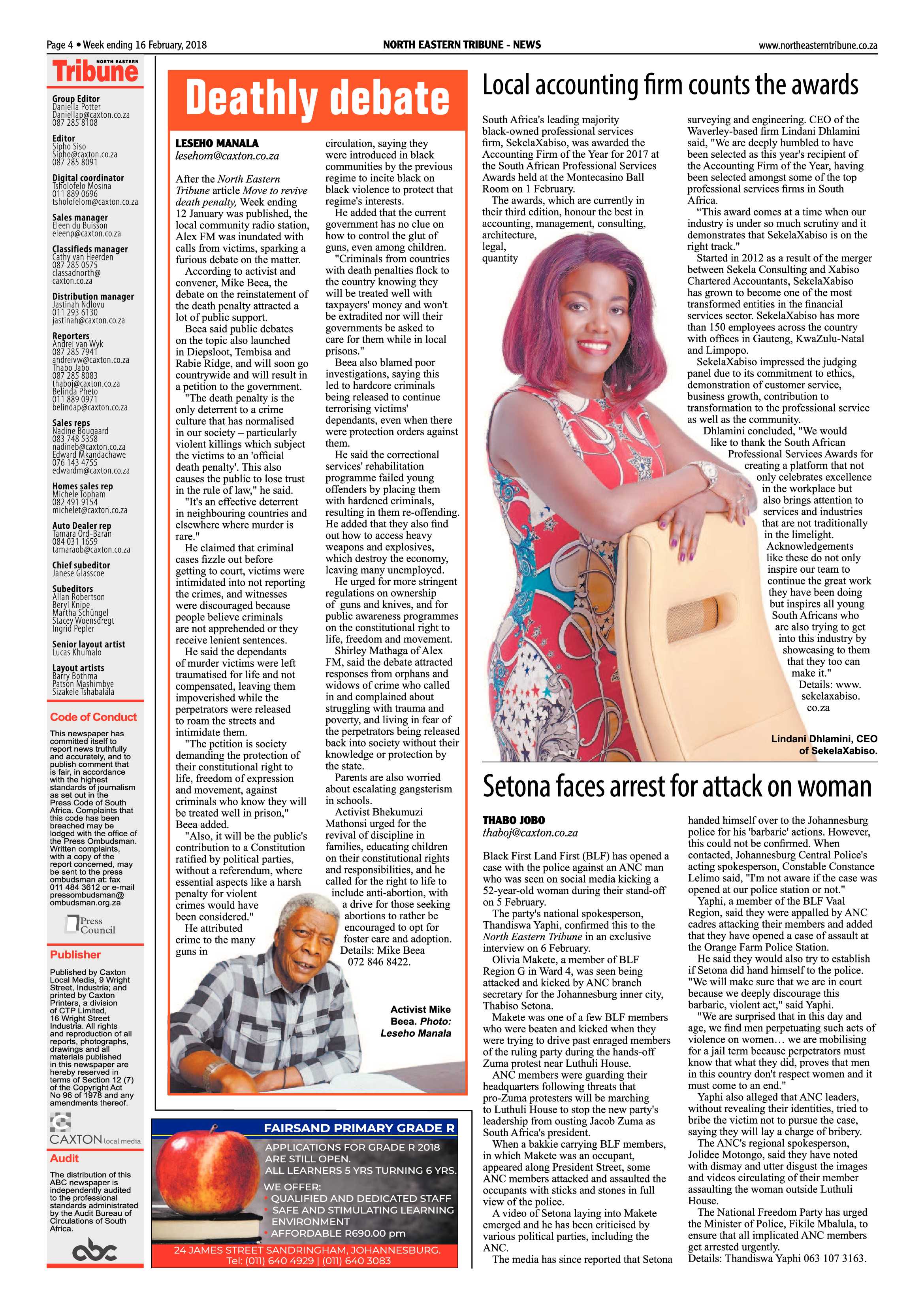 North Eastern Tribune 16 February, 2018 page 4