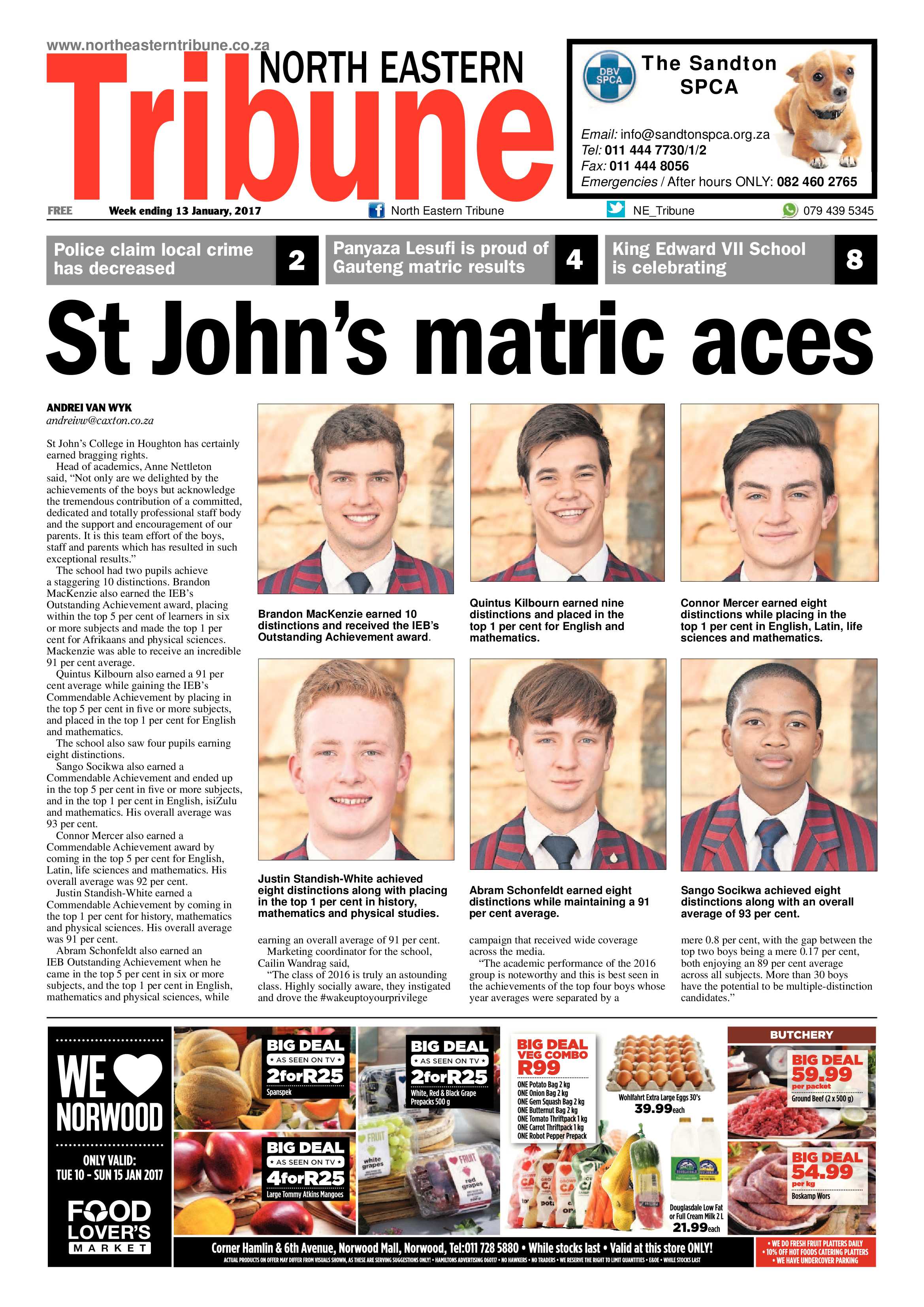 North Eastern Tribune 13 January 2017 page 1