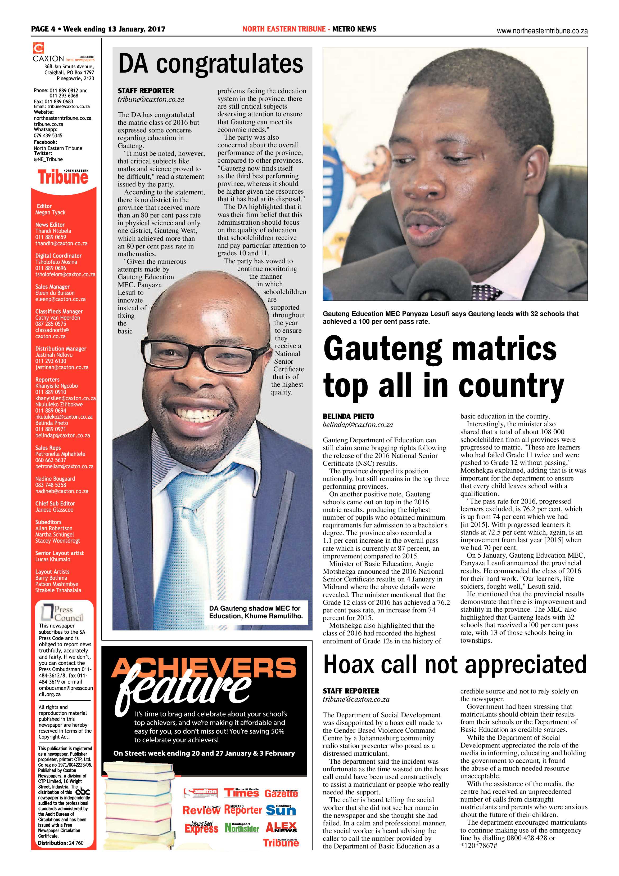 North Eastern Tribune 13 January 2017 page 4