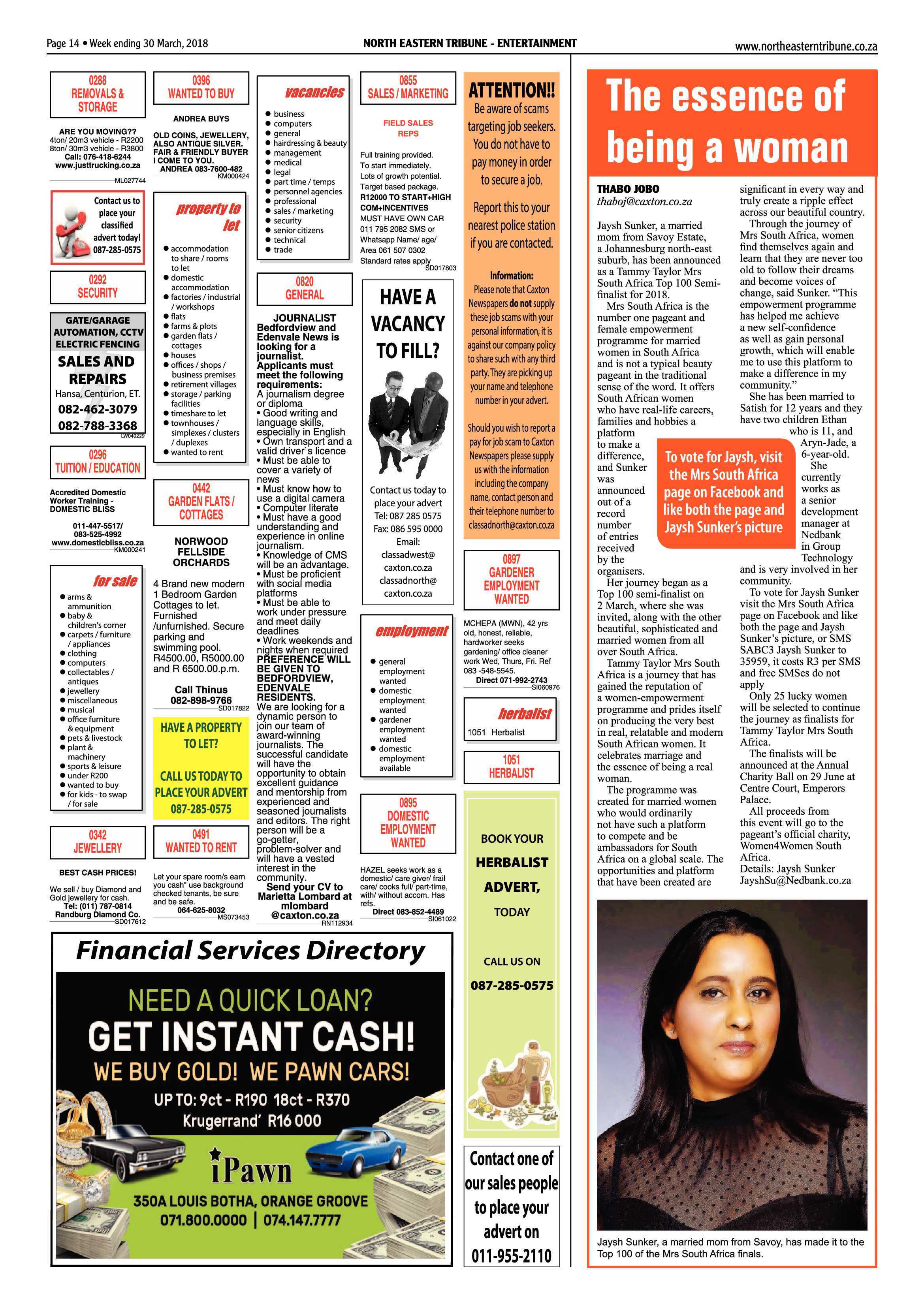 North Eastern Tribune 30 March, 2018 page 14