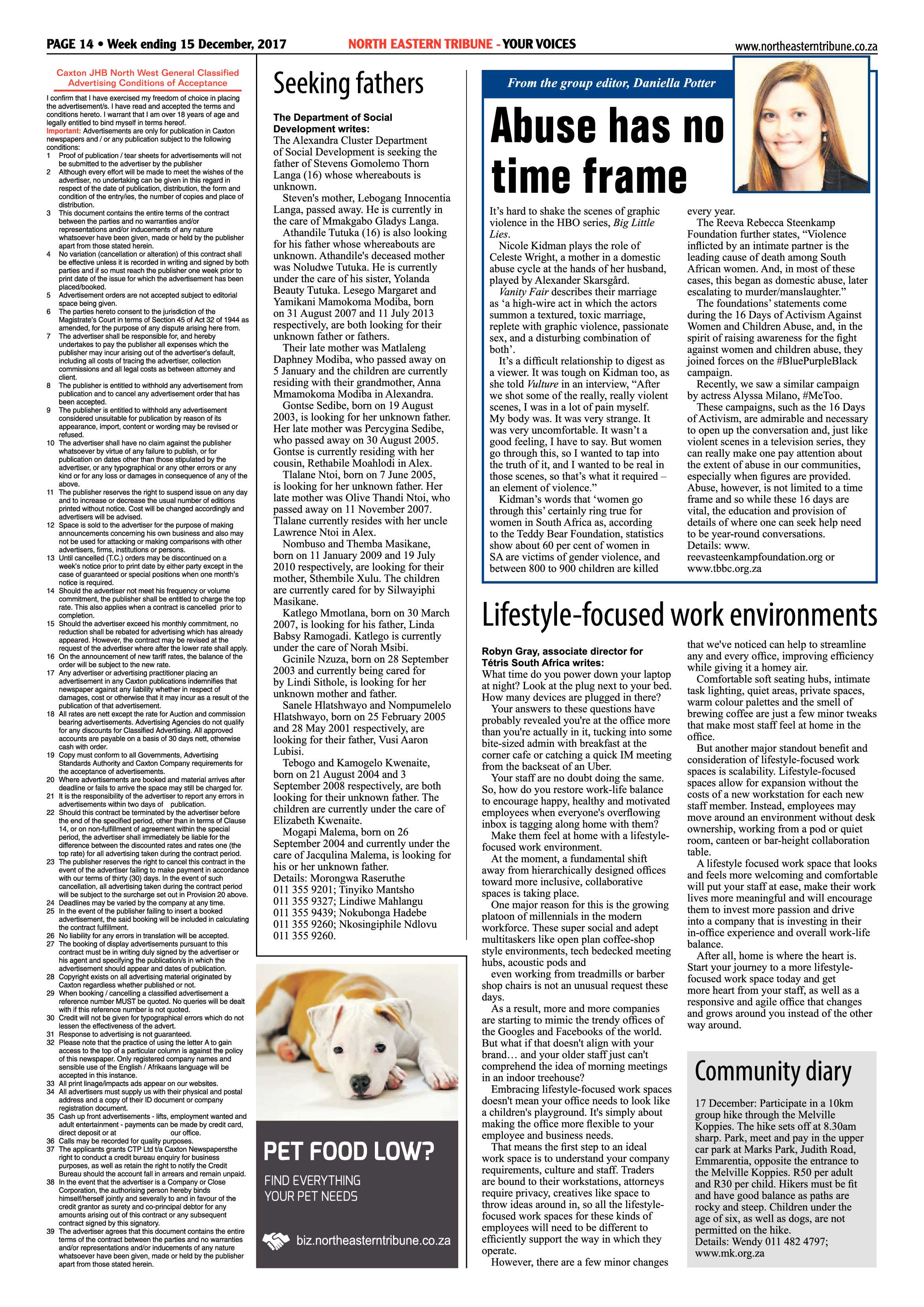 North Eastern Tribune 15 December 2017 page 14
